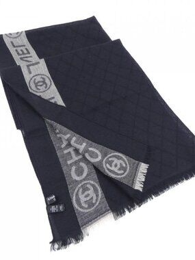 Chanel Logo Monogram Black Stole